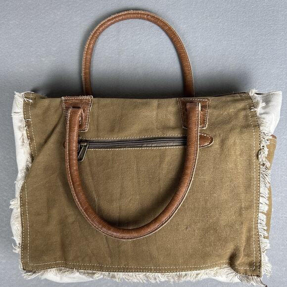 Myra Bags Sel De Mer Upcycled Canvas Leather Handles zip closure carry all - Picture 3 of 10